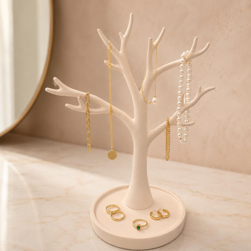 Jewelry Tree Organizer-Beige, Necklace Holder, Jewelry Stand, Ring Holder, Bracelet Display, Vanity Decor, Gift for Her