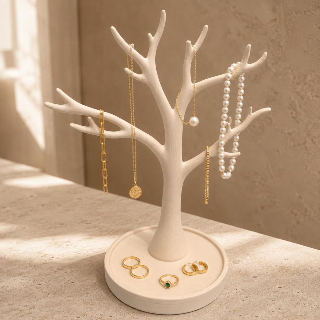 Jewelry Tree Organizer-Beige, Necklace Holder, Jewelry Stand, Ring Holder, Bracelet Display, Vanity Decor, Gift for Her