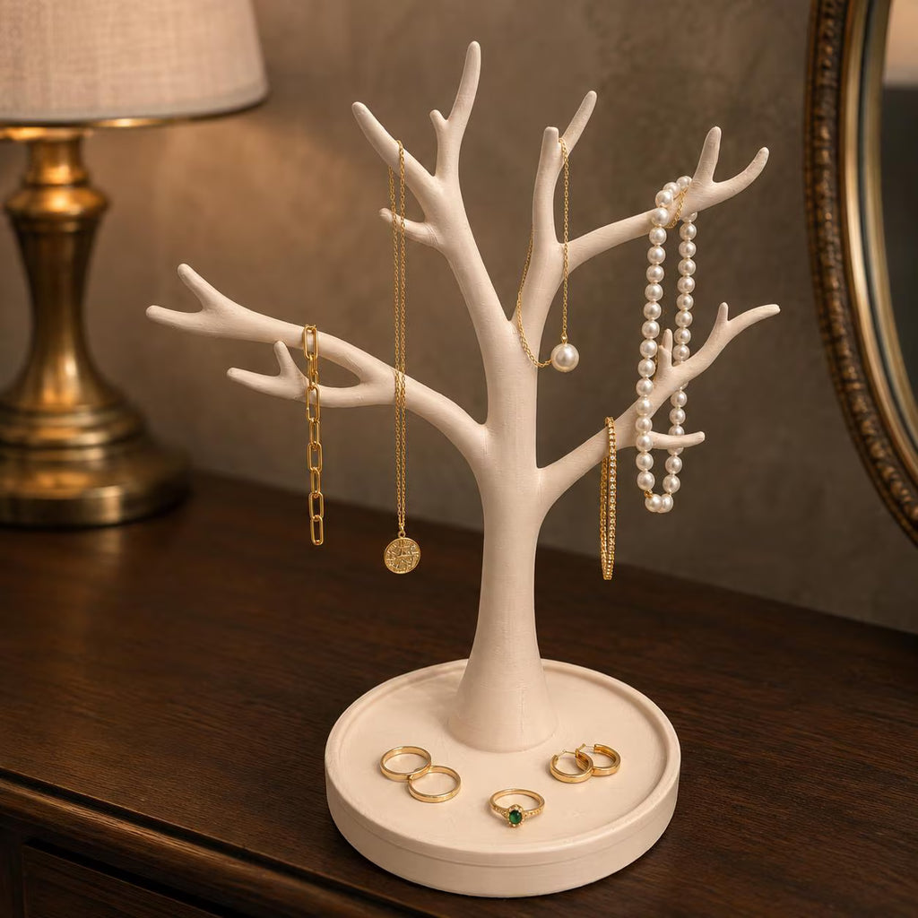 Jewelry Tree Organizer-Beige, Necklace Holder, Jewelry Stand, Ring Holder, Bracelet Display, Vanity Decor, Gift for Her