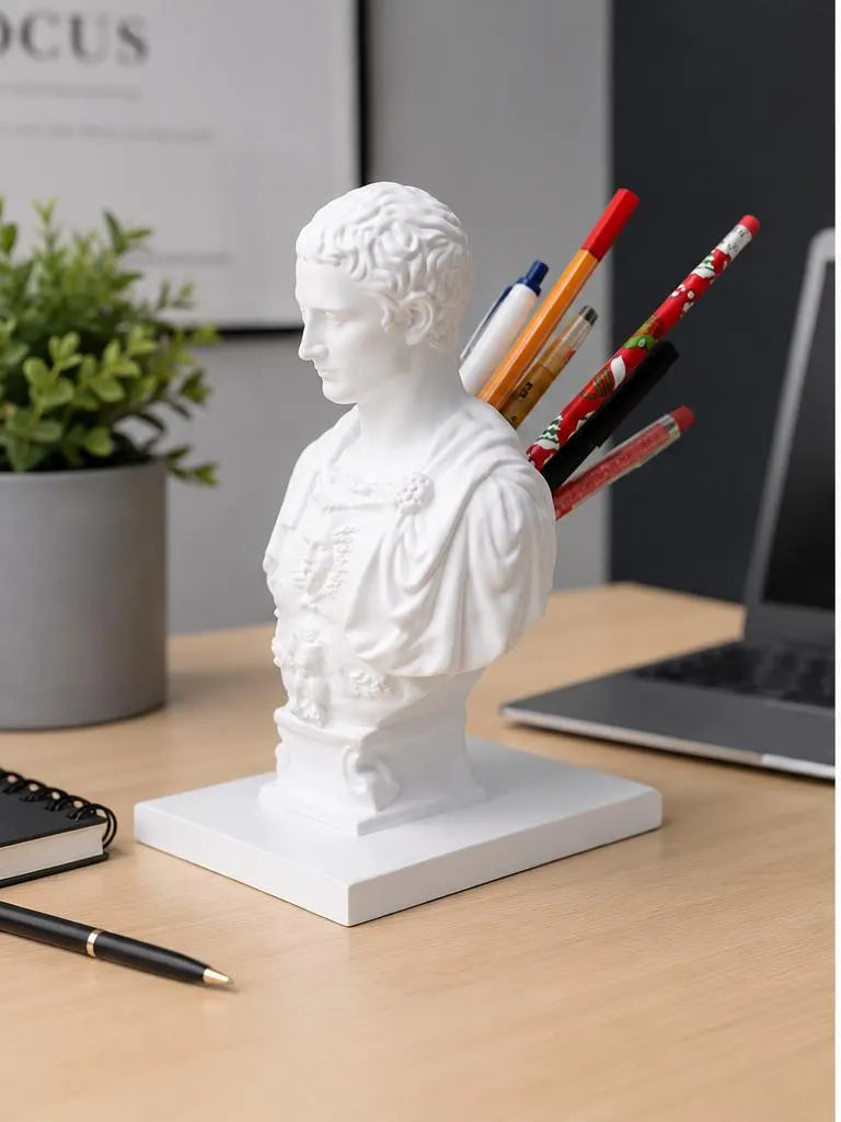 Julius Caesar Bust Pen Holder – Turn Your Desk Into an Ancient Roman Empire