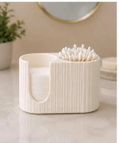 Minimalist Cotton Pad & Q-Tip Holder | 3D Printed Bathroom Organizer | Cotton Swab Storage Container | Vanity Counter Decor | Bathroom Decor