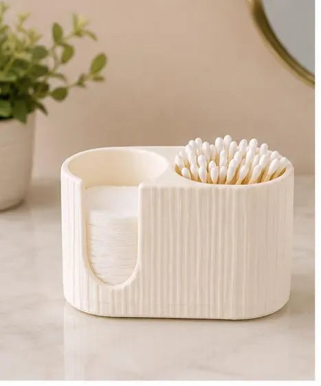 Minimalist Cotton Pad & Q-Tip Holder | 3D Printed Bathroom Organizer | Cotton Swab Storage Container | Vanity Counter Decor | Bathroom Decor
