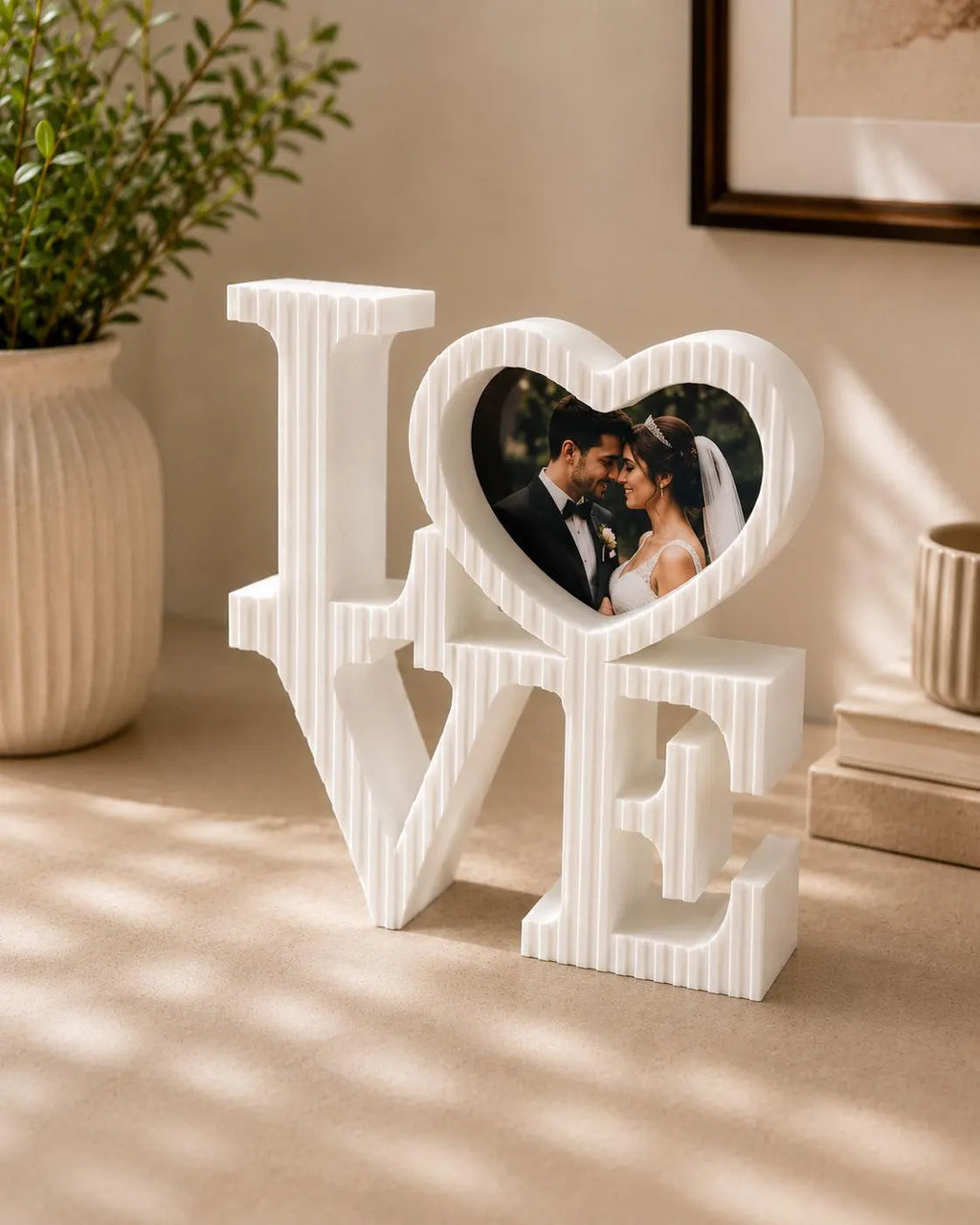 LOVE Picture Frame, Heart Photo Frame, 3D Printed Photo Holder, Anniversary Gift for Couples, Wedding Gift, Valentine’s Day Decor