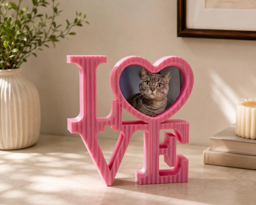 LOVE Picture Frame, Heart Photo Frame, 3D Printed Photo Holder, Anniversary Gift for Couples, Wedding Gift, Valentine’s Day Decor