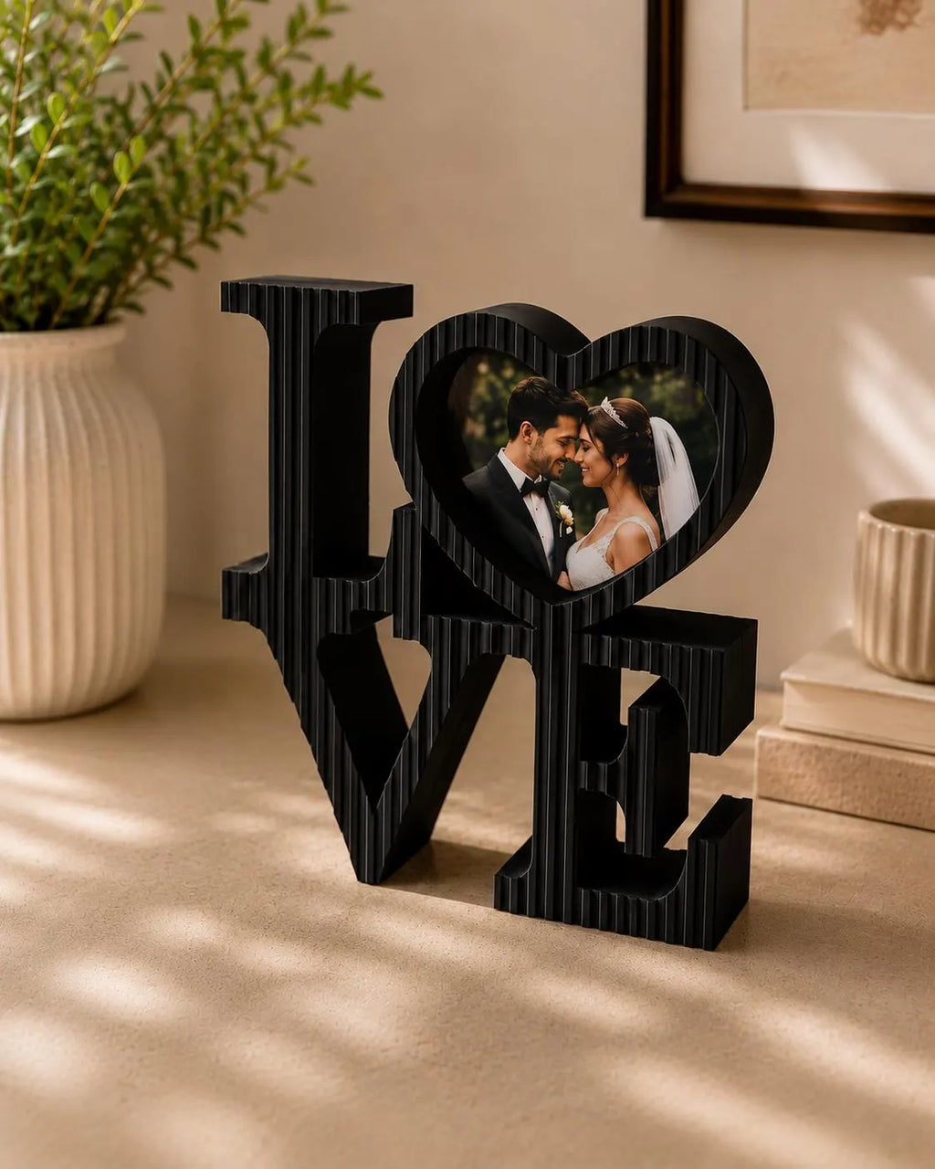 LOVE Picture Frame, Heart Photo Frame, 3D Printed Photo Holder, Anniversary Gift for Couples, Wedding Gift, Valentine’s Day Decor