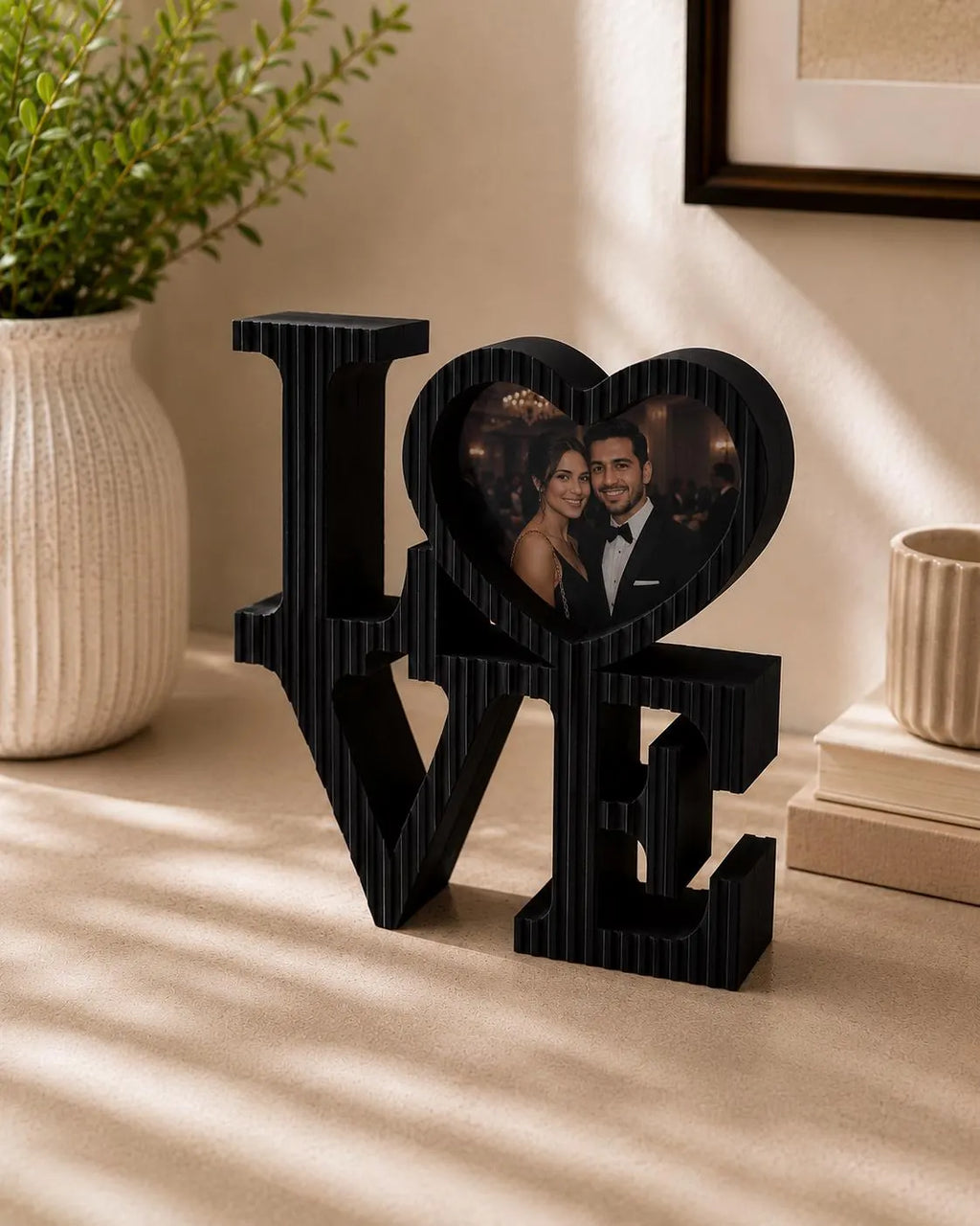 LOVE Picture Frame, Heart Photo Frame, 3D Printed Photo Holder, Anniversary Gift for Couples, Wedding Gift, Valentine’s Day Decor