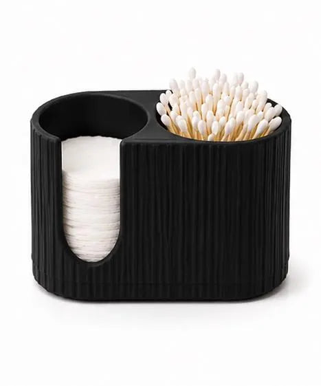 Minimalist Cotton Pad & Q-Tip Holder | 3D Printed Bathroom Organizer | Cotton Swab Storage Container | Vanity Counter Decor | Bathroom Decor