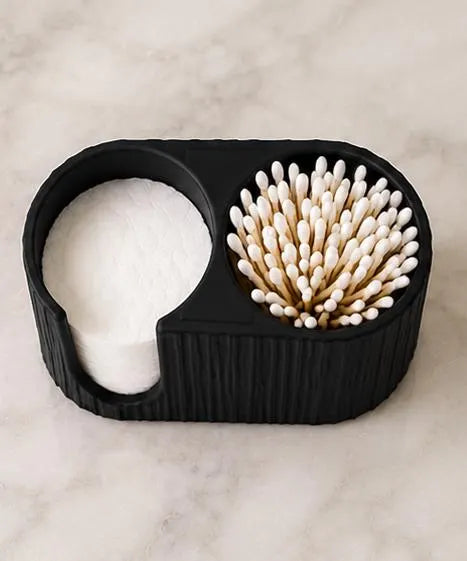Minimalist Cotton Pad & Q-Tip Holder | 3D Printed Bathroom Organizer | Cotton Swab Storage Container | Vanity Counter Decor | Bathroom Decor