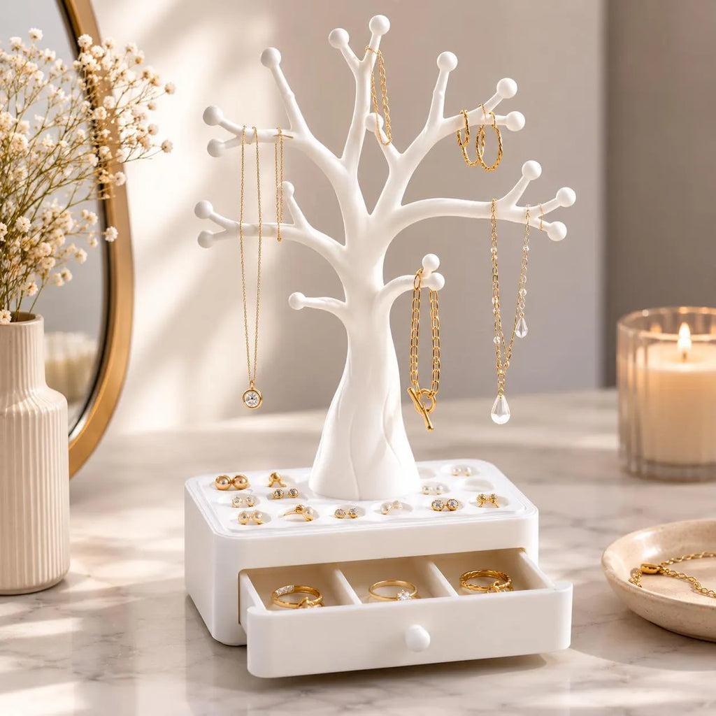 Jewelry Tree Organizer, Necklace Holder, Earring Stand, Ring Display, Jewelry Storage Tray, Decorative Jewelry Holder Gift for Women