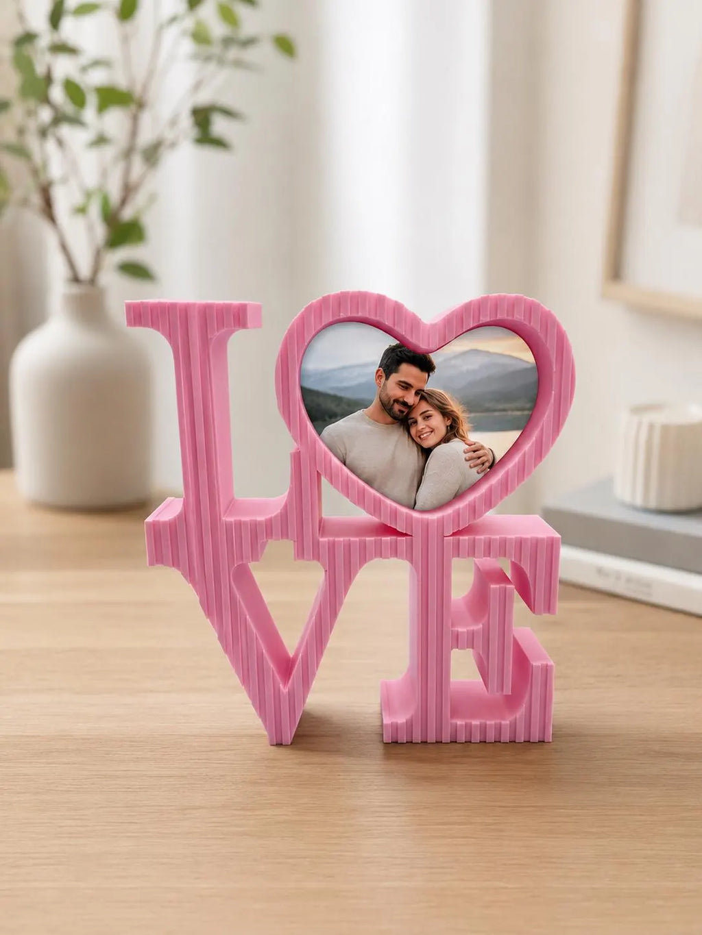 LOVE Picture Frame, Heart Photo Frame, 3D Printed Photo Holder, Anniversary Gift for Couples, Wedding Gift, Valentine’s Day Decor