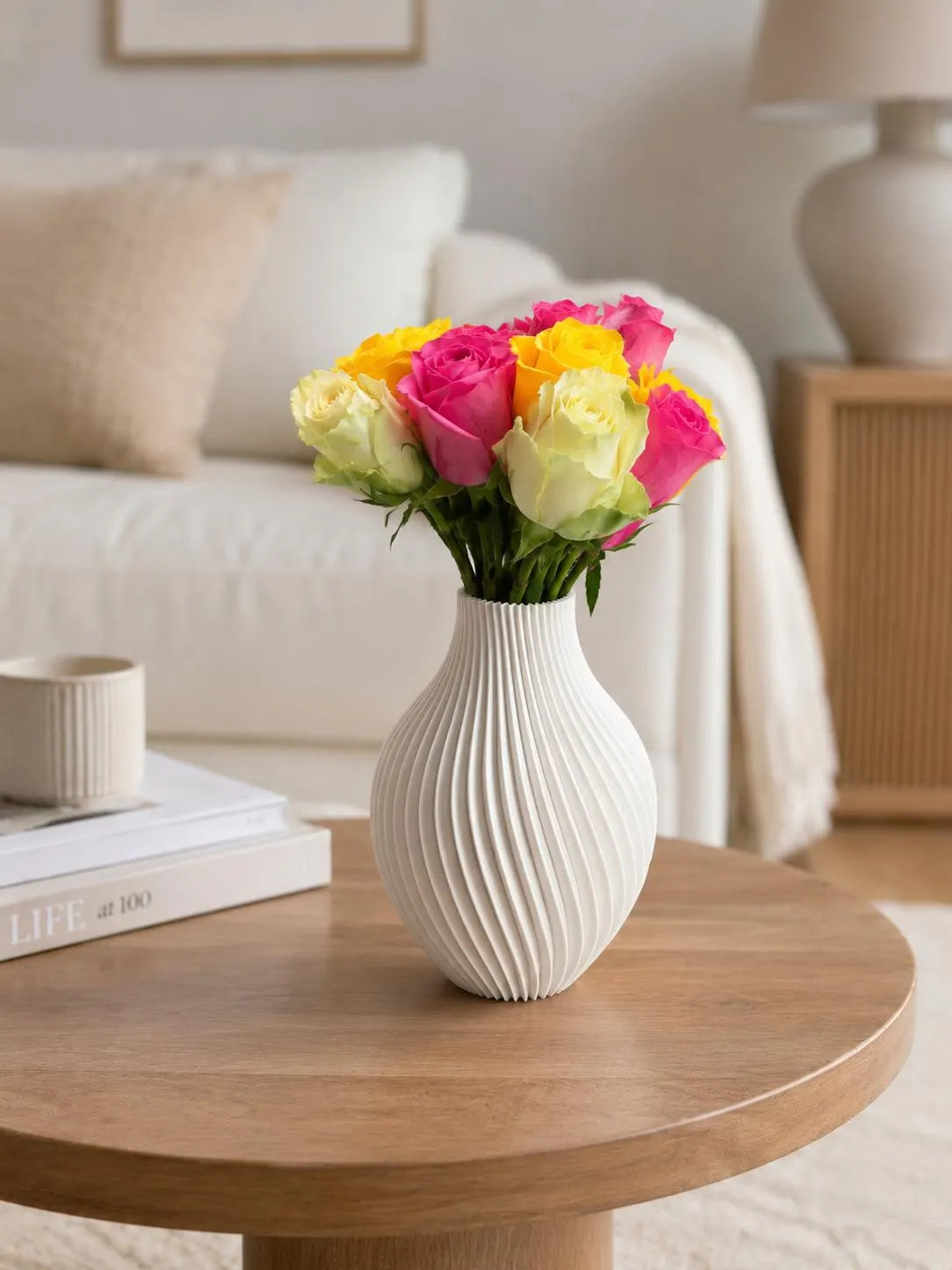 Modern 3D Printed Vase | Twisted Spiral Flower Vase | Minimalist Home Decor | Contemporary Floral Vase