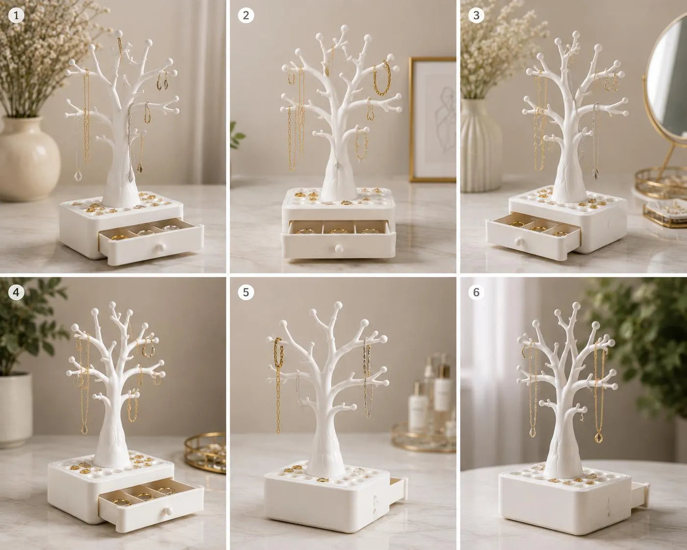 Jewelry Tree Organizer, Necklace Holder, Earring Stand, Ring Display, Jewelry Storage Tray, Decorative Jewelry Holder Gift for Women