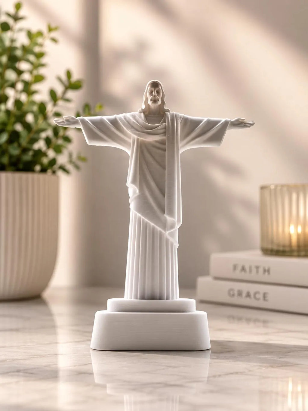 Jesus Statue 3D Printed | Christ the Redeemer Figurine | Christian Home Decor | Religious Gift | Catholic Decor | Desk Shelf Display