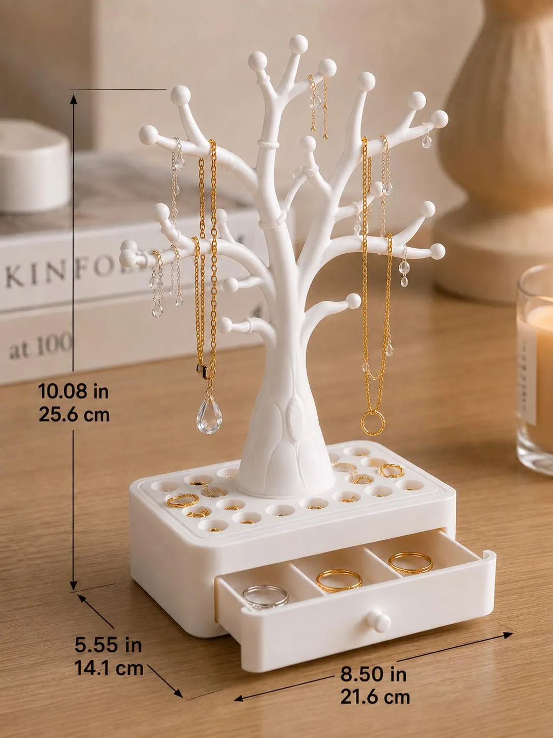Jewelry Tree Organizer, Necklace Holder, Earring Stand, Ring Display, Jewelry Storage Tray, Decorative Jewelry Holder Gift for Women