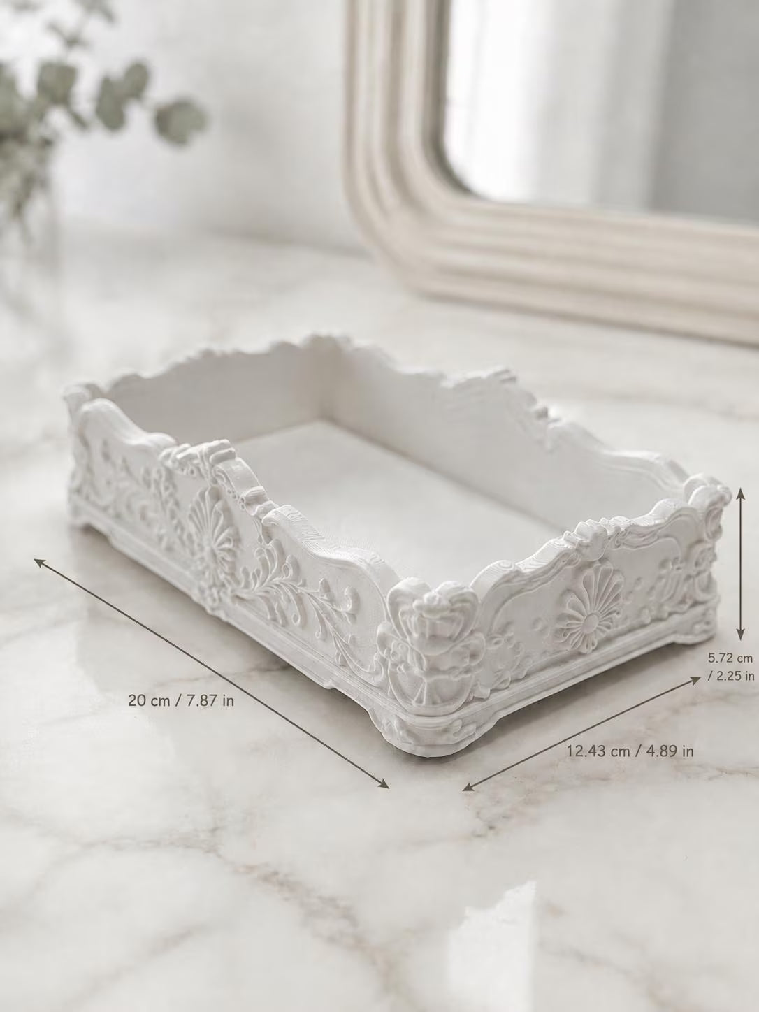 Rococo Vanity Tray, Ornate Perfume & Makeup Organizer, Vintage-Inspired Cosmetic Storage, Bathroom Counter Decor, Beauty Organizer