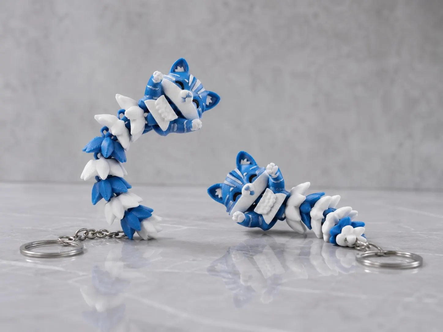 Articulated Cat Keychain, 3D Printed Fidget Keychain, Cute Kawaii Cat Bag Charm, Flexible Cat Key Ring, Gift for Cat Lovers