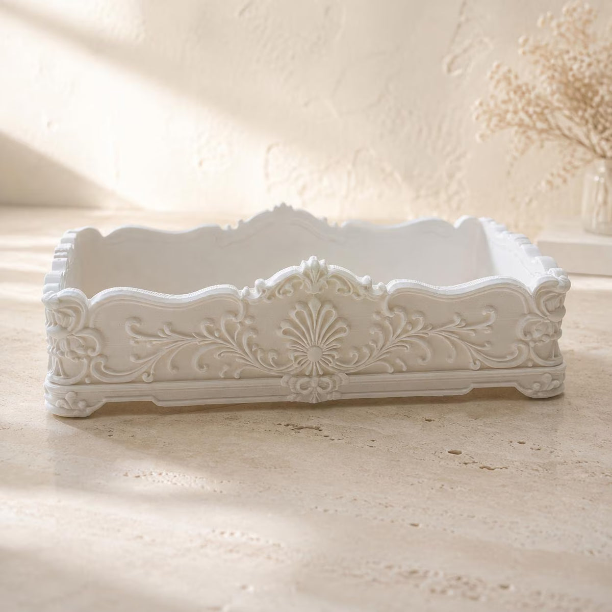 Rococo Vanity Tray, Ornate Perfume & Makeup Organizer, Vintage-Inspired Cosmetic Storage, Bathroom Counter Decor, Beauty Organizer